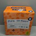 Pura Sensitive Skin Baby Diapers | Size 4 (18-31 lbs) | Hypoallergenic, Totally Chlorine Free, Fragrance Free, Up to 12-Hour Leak Protection | 6 Packs of 22 (132 Diapers)