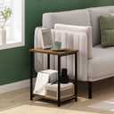 Furinno Simplistic 2-Tier Metal Frame Side Table, Amber Pine, 1-Pack, Metal Frame