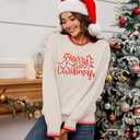 Ugly Christmas Sweater Women Cute Lights Print Sweater Funny Xmas Tree Holiday Knitted Pullover Tops (Medium, Apricot)