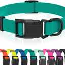 Waterproof Dog Collar, Easy to Clean Rubber Dog Collars with Quick Release Buckle Fits Small Medium or Large Dogs (Emerald Green, L < 15.4-24.8 inch)