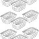 Glad Plastic Storage Basket Set - Multipurpose Drawer Trays, Kitchen Pantry Containers, and Bathroom Bins - 9 Pack Small Organizers, White, 6.25" L x 4.6" W x 2.7" H