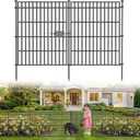 10 Panels No Dig Garden Fence with Gate, 28in(H) × 19.6ft(L) Decorative Metal Outdoor Dog Fence, Rustproof Pet Fencing for Yard, Patio, Flower Bed -Temporary Fencing| Easy to Install