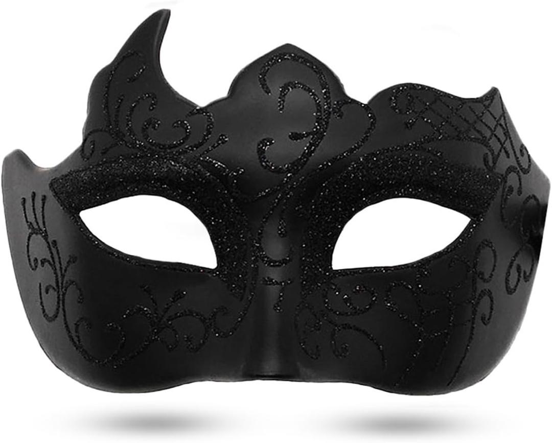 Masquerade Mask for Men Vintage Venetian Mask Halloween Mask for Party Prom Ball Costume Mask (Black)