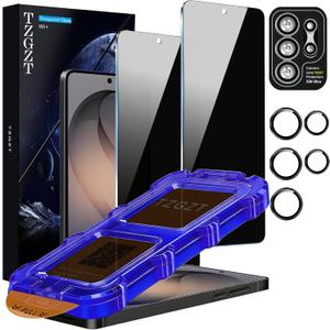 2 x TZGZT 2 Pack for Samsung Galaxy S26 Ultra Privacy Screen Protector, Private Tempered Glass Film, Aluminum Metal Camera Lens Protector Accessories, Automatic 0 Bubble Installation, Case Friendly