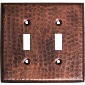 Monarch Abode Toggle Light Switch Cover Plate 2-Gang Pure Copper Outlet Covers, Hand Hammered Decorative Outlet Cover Wall Plates, Light Switch Plate Covers for Electric Outlets, Pack of 1
