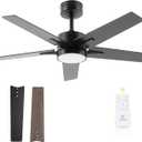 Ceiling Fan with Light Remote: 42 Inch Modern Fans with Dimmable Tri-Color Temperature LED - Quiet Reversible DC Motor for Living Room BedroomMatte Black