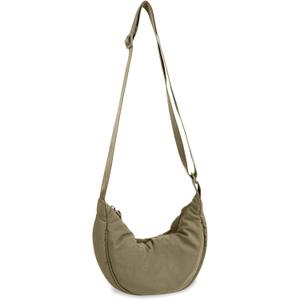Nylon Crescent Crossbody Bag for Women Purses Trendy Men,Small Travel Sling Bag Hobo (Khaki), S