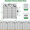 AMAGABELI 4 Panels 44 in(H )X 12 ft(L) Decorative Garden Fence Gate,Dog Fence Outdoor for Yard,Rustproof Tall Garden Fencing Animal Barrier Metal Wire Panel Border with Leaves for Flower Bed Black