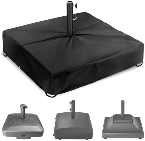 Rileytee Patio Umbrella Base Cover,Outdoor Heavy Duty 600D Waterproof Anti-UV Square Umbrella Stand Base Covers (25"L x 25"W x7"H-Black)