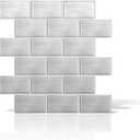 VViViD 11 Sheets Peel and Stick Faux Brushed Steel Wall Tiles, Self Adhesive Backsplash 12x12, 2mm Thick Kitchen, Bathroom (11 sq. ft.)