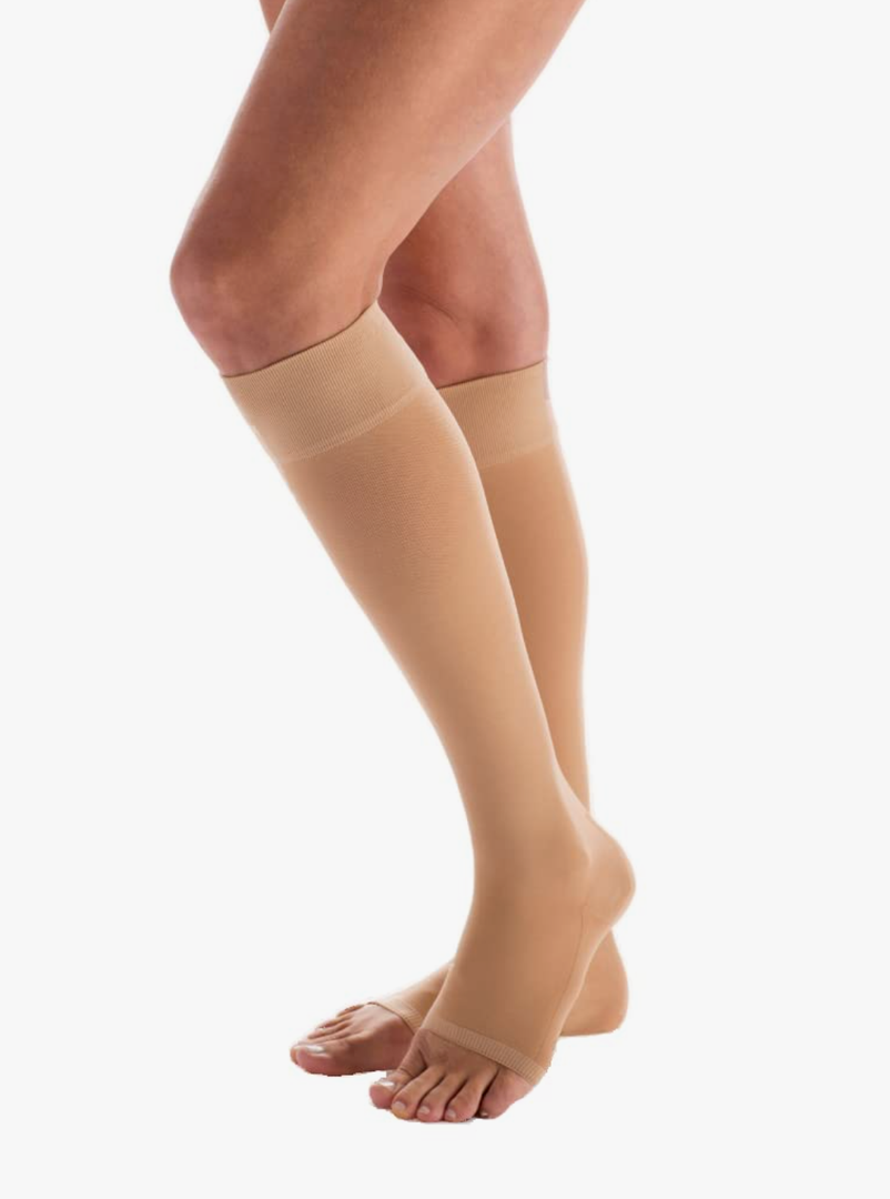 Carolon - COUTURE - Knee High Graduated Compression Stocking for Circulation 20-30mmHg Support Open Toe Short Length - 1 Pair