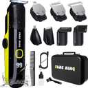 FADEKING Beard Trimmer for Men, Professional Hair Trimmer, Waterproof Electric Beard Trimmer Razor for Nose, Body, Face & Mustache, Cordless Hair Clippers, Grooming Gifts for Men (Yellow)