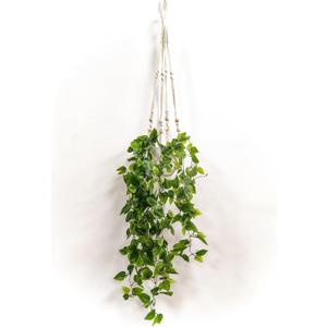 Comtelek 2 Packs Fake Hanging Plant with Pots for Home Decor Artificial Hanging Basket Plants Macrame Plant Hanger with Faux Vines Greenery for Bedroom Bathroom Room Wall Boho Decor Indoor Outdoor