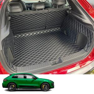 Cargo Liner & Backrest Mat Compatible with 2015-2025 Porsche Macan - Custom Fit PU Leather Cargo Mat and Rear Backrest Protector- All Weather Easy to Clean Waterproof Trunk Mats
