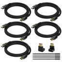 4K HDMI Cable 2 Feet (5 Pack), Ultra HD HDMI 2.0 Cable, Nylon Braided & Gold-Plated Connectors, 4K @ 60Hz, 2K ,1080P, HDCP 2.2, ARC, Bulk HDMI Cables for Laptop, Monitors, HDTV, PS5, Xbox One & More