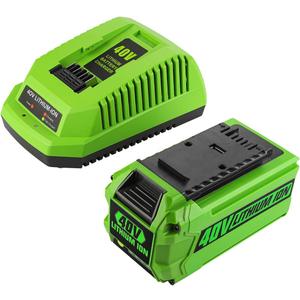 ANTRobut Replacement for Greenworks 40V Battery and Charger 29482 Compatible with 40V Greenworks Battery 29472 29462 6.5Ah