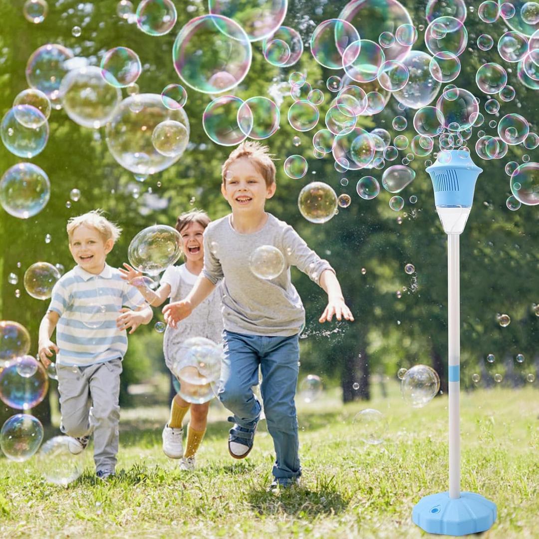 AIERSA Bubble Machine Automatic,Height 47 Inches Vertical Bubble Machine for Parties, Outdoor Battery Bubble Maker with Lights,Bubble Blower Machine for Wedding Kids Toddlers Birthday Party (1pcs Blue)