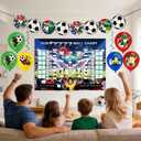2 x World Football Tournament Cup 48x32 Inch 2026 Vibrant Soccer Festival Schedule Poster with String Flag Banner and Balloon Set for Party Decorations, Home, Office & Bar Decor