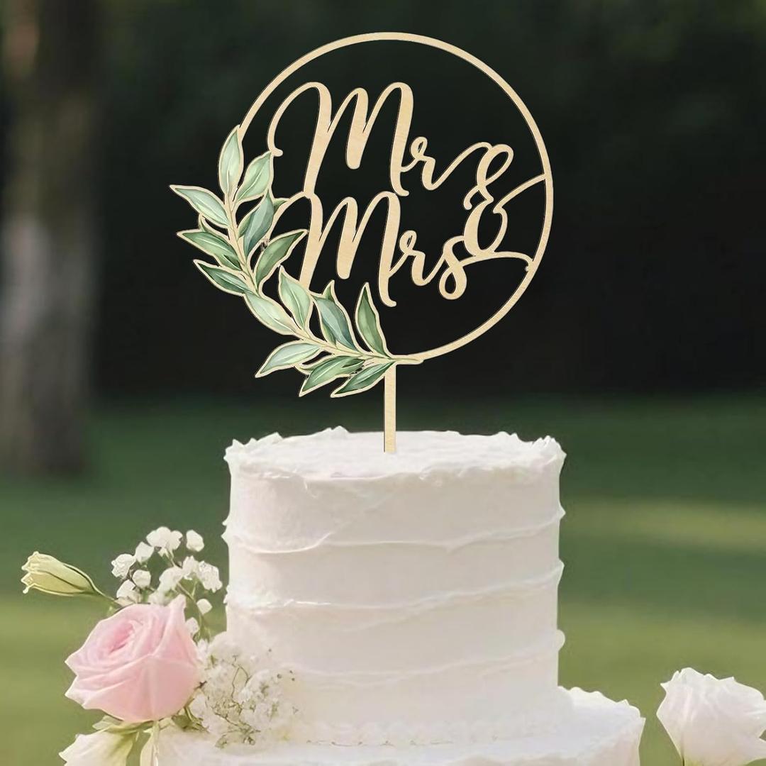 Mr and Mrs Cake Topper Mr & Mrs Wood Wedding Cake Topper Bride and Groom Sign Wedding Engagement Cake Decoration