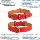 Genuine Leather Dog Collar | Full Grain, Heavy Duty, Comfortable, Padded, Strong | Best for Pups, Small, Medium, Large & XL Breeds (Small (Fit Neck Size 11.5"-14.5"), Red)