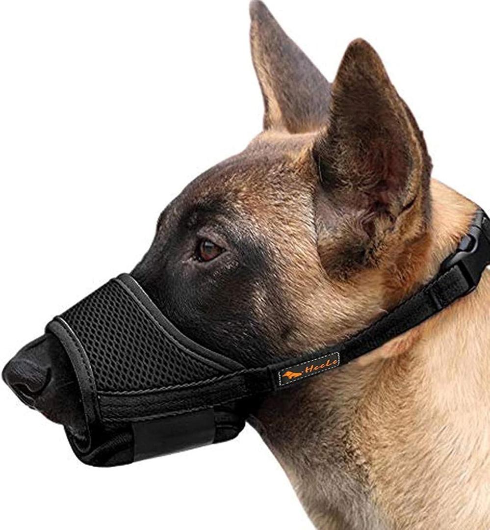 Dog Muzzle,Soft Nylon Muzzle Anti Biting Barking Chewing,Air Mesh Breathable Drinkable Adjustable Loop Pets Muzzle for Small Medium Large Dogs 4 Colors 4 Sizes (Black, XL)