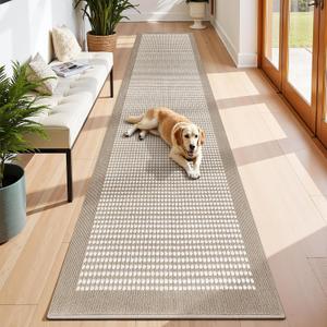 Ileading Runner Rug for Hallways 3'x14' Heavy-Duty Durable Entryway Floor Mat with Non Slip Rubber Backing Low-Pile High Traffic Carpet Machine Washable Accent Rugs for Kitchen, Living Room