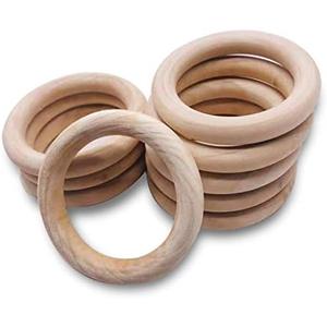 Pack Of 2 30Pcs Unfinished Wooden Rings Natural Wood Rings Without Paint 2.15"(55mm) for Craft DIY Ring Pendant Connectors Jewelry Making