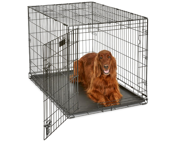 MidWest Homes for Pets 42-Inch iCrate for Large Breeds, 71-90 lbs, Single Door Folding Dog Crate with Divider Panel, Leak-Proof Tray & Secure Latch, Portable, Durable & Easy to Assemble