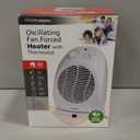 Comfort Zone CZ50 750/1500-Watt Fan-Forced Oscillating Electric Portable Heater with Adjustable Thermostat, Built-in Overheat Sensor, Safety Tip-Over Switch, and Heat Resistant Housing, White