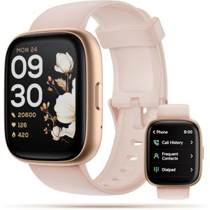 Smart Watch, 1.83" Touch Screen Smartwatch with Alexa Built-in IP68 Waterproof, Pedometer, Fitness Tracker with 100 Sports Modes Heart Rate/SpO2/Stress/Sleep Monitor for Men and Women (Pink)