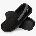 HomeTop Men's Comfort Memory Foam Moccasin Slippers, Breathable Cotton Knit Terry Cloth House Shoes for Indoor Outdoor, Size 8