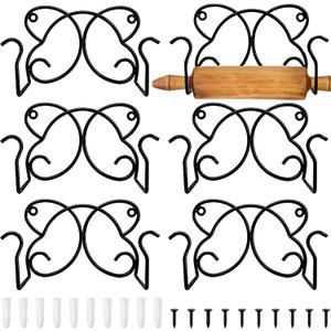ZAVOOS 5 Pack Rolling Pin Holder, Wall Mount Roller Display Rack, Butterfly-shape Metal Towel Holder for Bathroom, Kitchen Utensil Bottle Storage Hook for Home Decor Store Restaurant