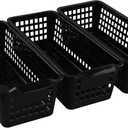 Begale Small Plastic Storage Baskets, Black, 11.6"L x 5"W x 3.4"H, Set of 6