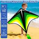 Delta Kites Airplane Kites for Kids & Adults, Delta Multicolor Beach Kite for Kids Age 4-8 8-12 Easy to Fly for Beginners, Easy to Assembled Colorful Kite for Beach Outdoor Toy Games & Family Trip
