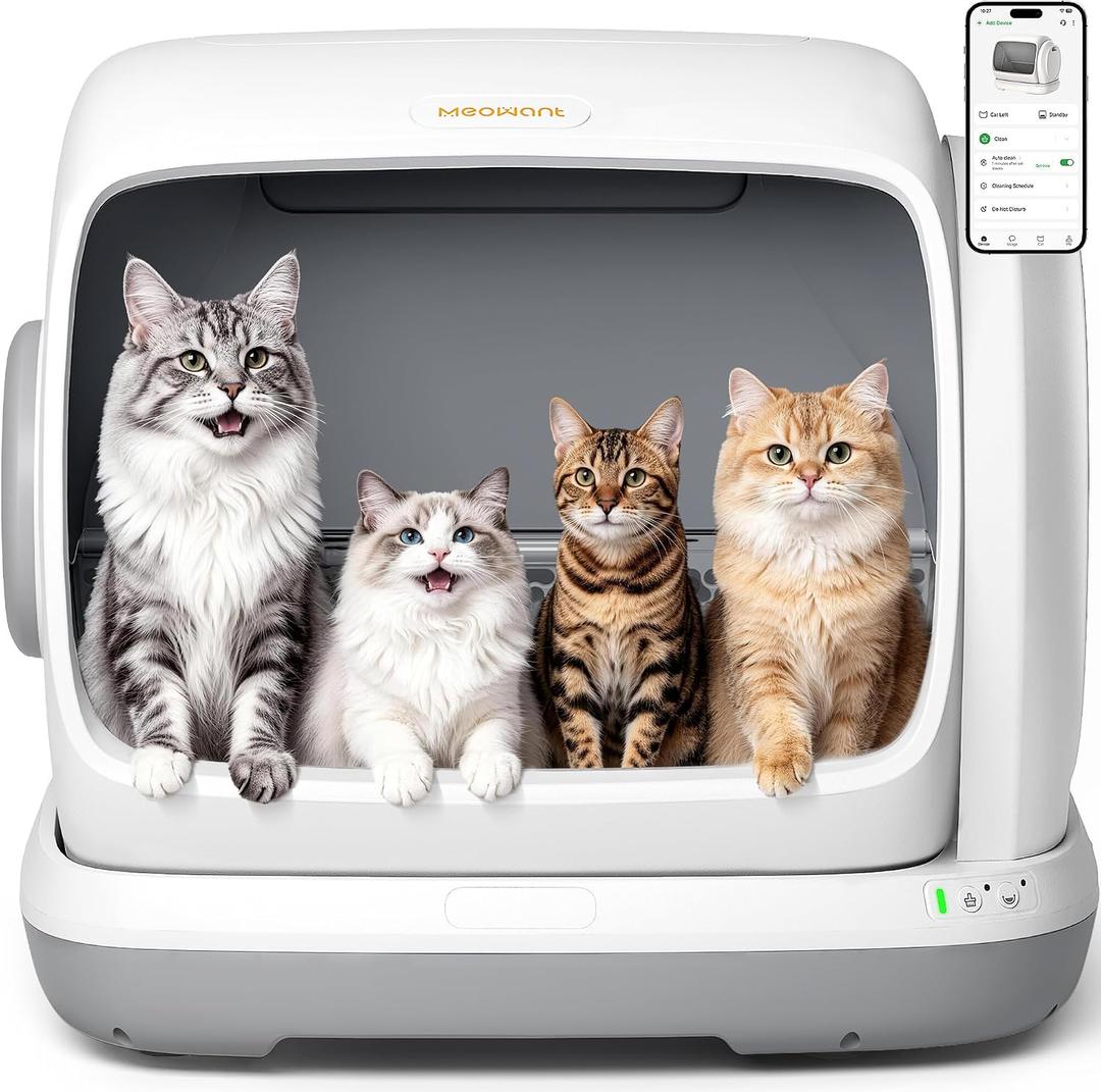 Meowant Large Space Automatic Litter Box for Multiple Cats 106L Self Cleaning Cat Litter Box, Odor-Control Low Entry APP Control Cat Box Use for Senior Cats Large Cats, 18"L x 25"W x 21"H