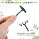 Ouligay 100PCS Boutonniere Pins T-Shaped Corsage Pins for Men Women Plastic Safety Clips for Bride Groom Tiny Safety Pin Brooch for Flower Bouquets Wedding Festivals Birthday