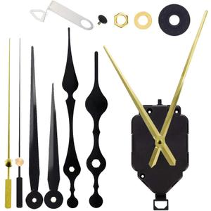 Non-Ticking Quartz DIY Wall Pendulum Clock Movement Mechanism with 6.7 in Long Spade Hand Battery Operated Repair Parts Replacement with 3 Pairs of Hand, 15/32 in Max Dial Thick, 9/10 in Shaft Length