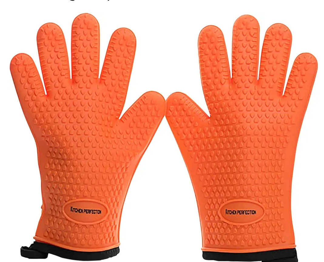 KITCHEN PERFECTION Silicone Smoker Oven Gloves -Extreme Heat Resistant BBQ Gloves -Handle Hot Food Right on Your Smoker Grill Fryer & Pit | Waterproof Oven Mitts |Superior Value Set+3 Bonuses (One Size)