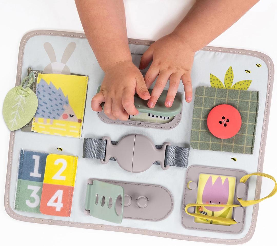 Busy Board for Toddlers, Montessori Toy for 18 Months & up with 10 Educational Toddler Activities to Develop Fine Motor & Problem Solving Skills Learning Sensory Board Travel Toy Non-Toxic.