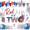 MEHOFOND 7x5ft 4th of July 2nd Birthday Backdrop Red White and Two Party Decorations Banner Red Blue Independence Day Patriotic Theme 2nd Birthday Photography Background Cake Table Photo Booth Props