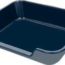 1 Pack of Extra Large Cat Litter Box (ABS Material), Low Entry Senior Litter Pen for Geriatric Kitty Big Cats, Jumbo Pet Safe Litter Boxes Tray for Indoor Pets Potty (Dark Blue, 24"L x 20"W)