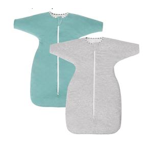 PuppyPaws Baby Sleep Sack 1.5 TOG 2-Pack Set, Transitional Swaddle with Arms Up Length Sleeves and Mitten Cuffs, Sleep Sack 6-9 Months, 95% Rayon derived from Bamboo, 5% Spandex