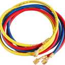Uenede Refrigerant Charging Hose, 72" Length 600-3000PSI 1/4" Thread, 3PCS | Fits for R12 R22 R134A 404 502 Car Air Conditioning and HVAC Charging Manifold Gauge Hose Tube Red Yellow Blue
