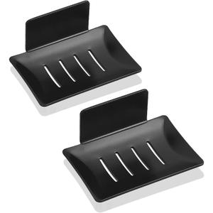 Aluminum Soap Tray Bath Rack - Black (2-Pack Soap Rack)