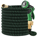 50 ft Expandable Garden Hose w/10 Functions Spray Nozzle, Water Hoses with 3/4" Solid Brass Connector, Flexible Lightweight Hose Expanding Water Pipe for Car Washing, Gardening