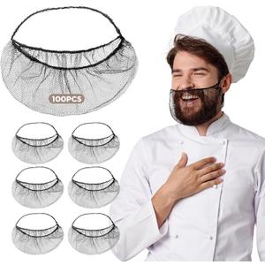100Pcs Disposable Beard Nets for Food Service, Breathable Nylon, 18" Protective Beard Covers for Restaurant Staff