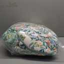 Botanical Cotton Comforter Twin Size 2Pcs - Cute Garden Floral Design with Green Leaves & Coral and Pink Flowers,Sage Striped Reverse,Lightweight Reversible Bedding Sets(Twin,68"90")