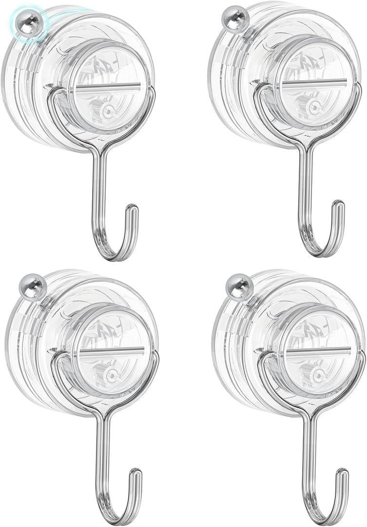 2 x Suction Cup Hooks for Shower, Upgrade Clear Suction Towel Hooks Heavy Duty Removable Bathroom Suction Hooks for Shower Tile Wall Glass Door Window 4 Pack