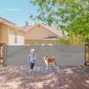 140 Inch Extra Wide Retractable Baby Gate Extra Long Dog Gate Indoor Outdoor Retractable Gate, Mesh Baby Gate Retractable Pet Gate for Large Openings, Large Dog Gate Retractable Gates for Dogs, Gray