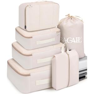 BAGAIL 6 Set Packing Cubes Luggage Packing Organizers for Travel Accessories-Beige